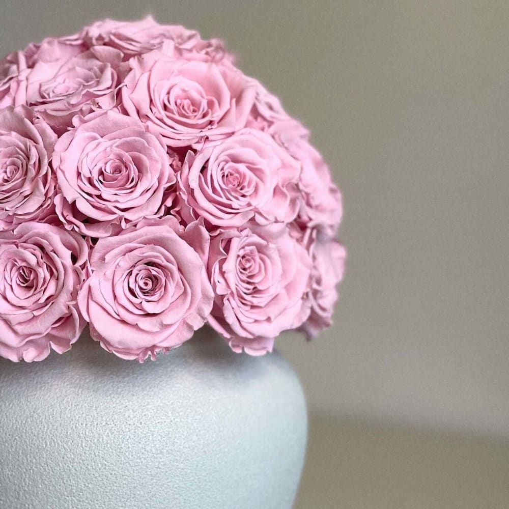 40 White Roses in Handmade Greek Vase - Flowers
