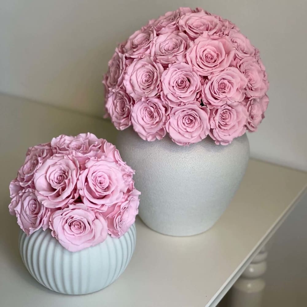 40 White Roses in Handmade Greek Vase - Flowers