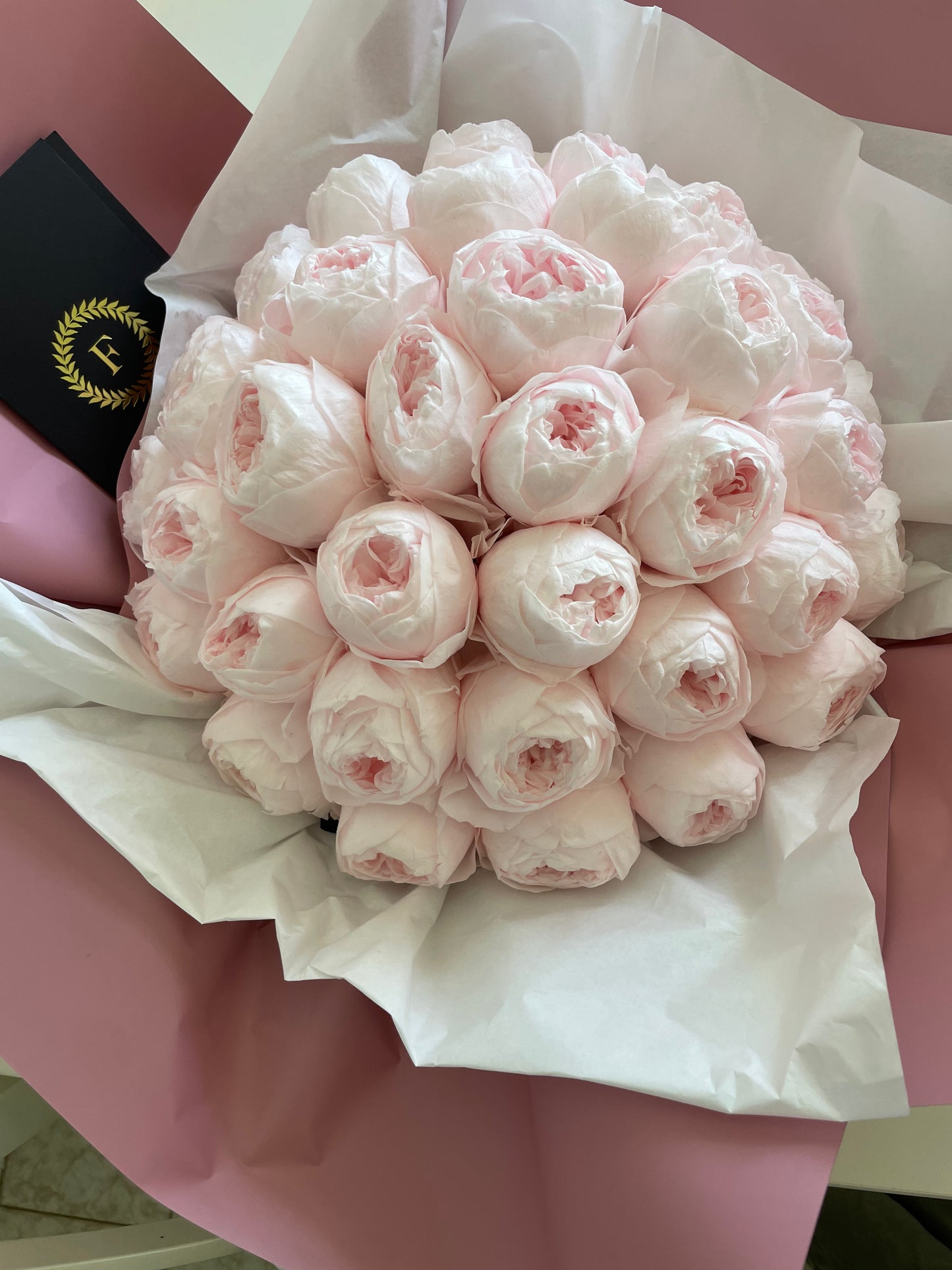 Preserved Pink Peonies in Round Box