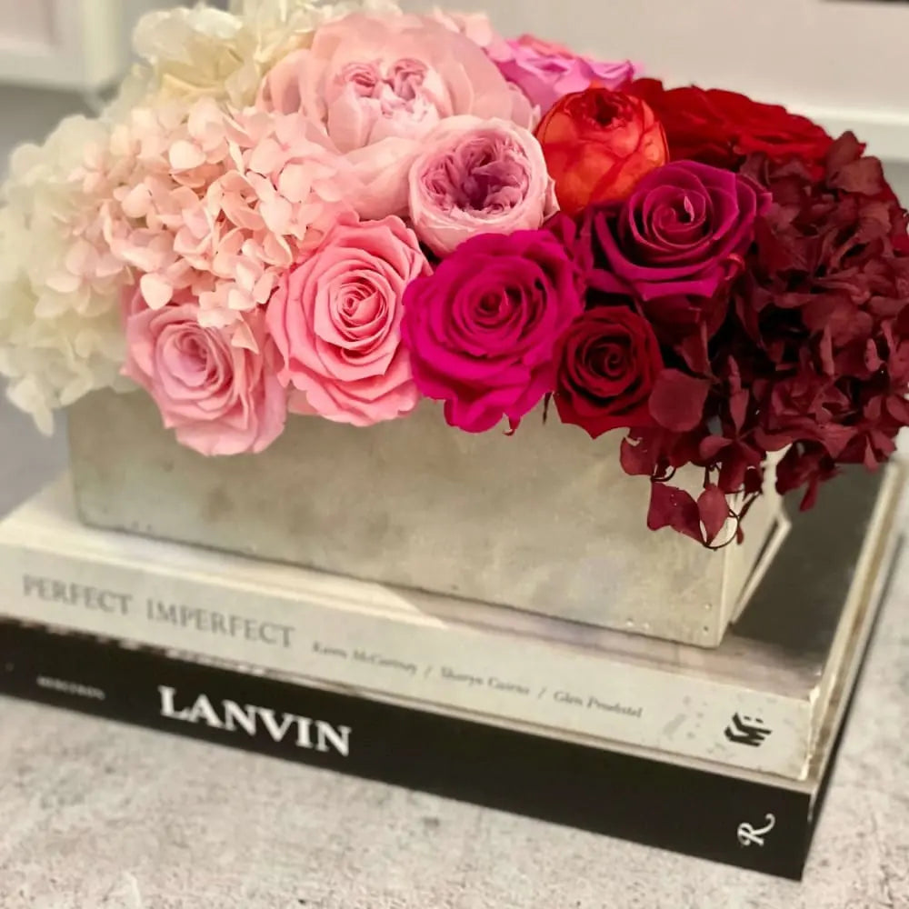 CEMENT POT: Everlasting Ombré Arrangement - Fleur Du Luxe