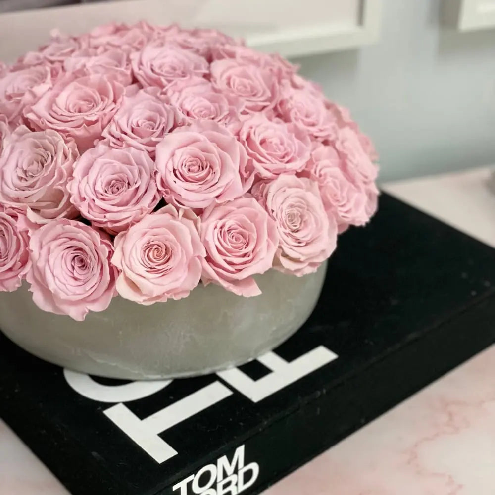 CEMENT POT: Everlasting Roses - Fleur Du Luxe