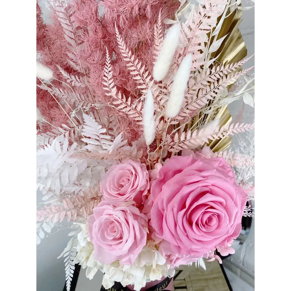 DRIED FLOWERS: Cement Pot + Pink Sorbet - Fleur Du Luxe