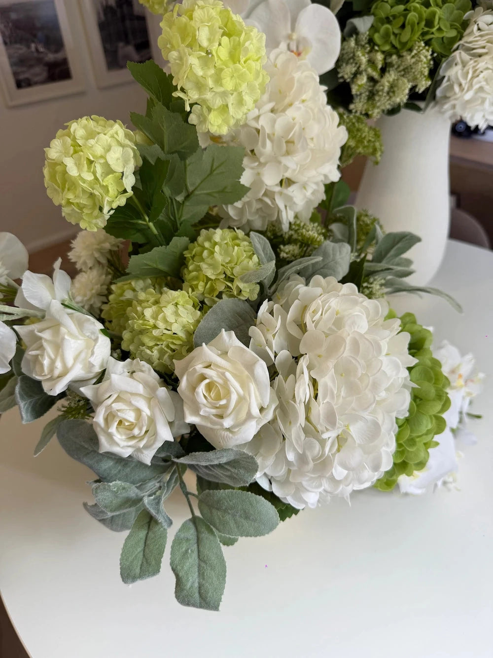 Artificial Flowers  White and Green Flower Bouquet Fleur Du Luxe