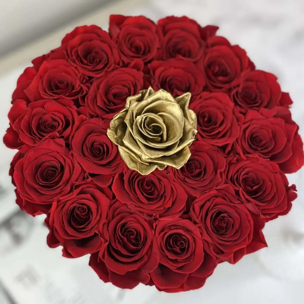 GOLD ROSES : Center Special Round Box - Fleur Du Luxe