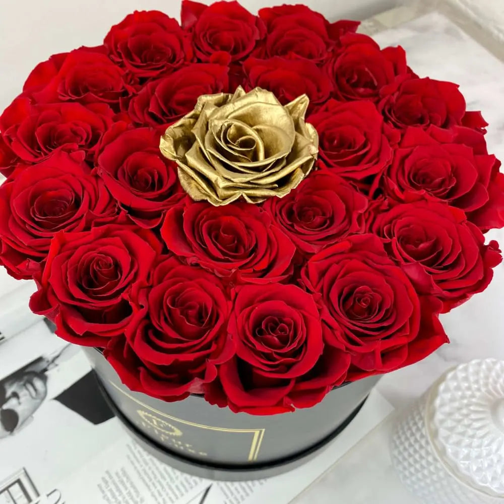 GOLD ROSES : Center Special Round Box - Fleur Du Luxe