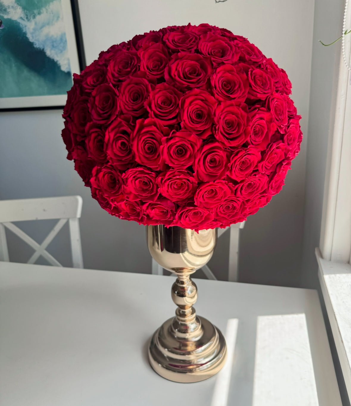 GRAND GESTURE: Gold Chalice Over 150 Everlasting Roses - Sydney delivery only - Fleur Du Luxe