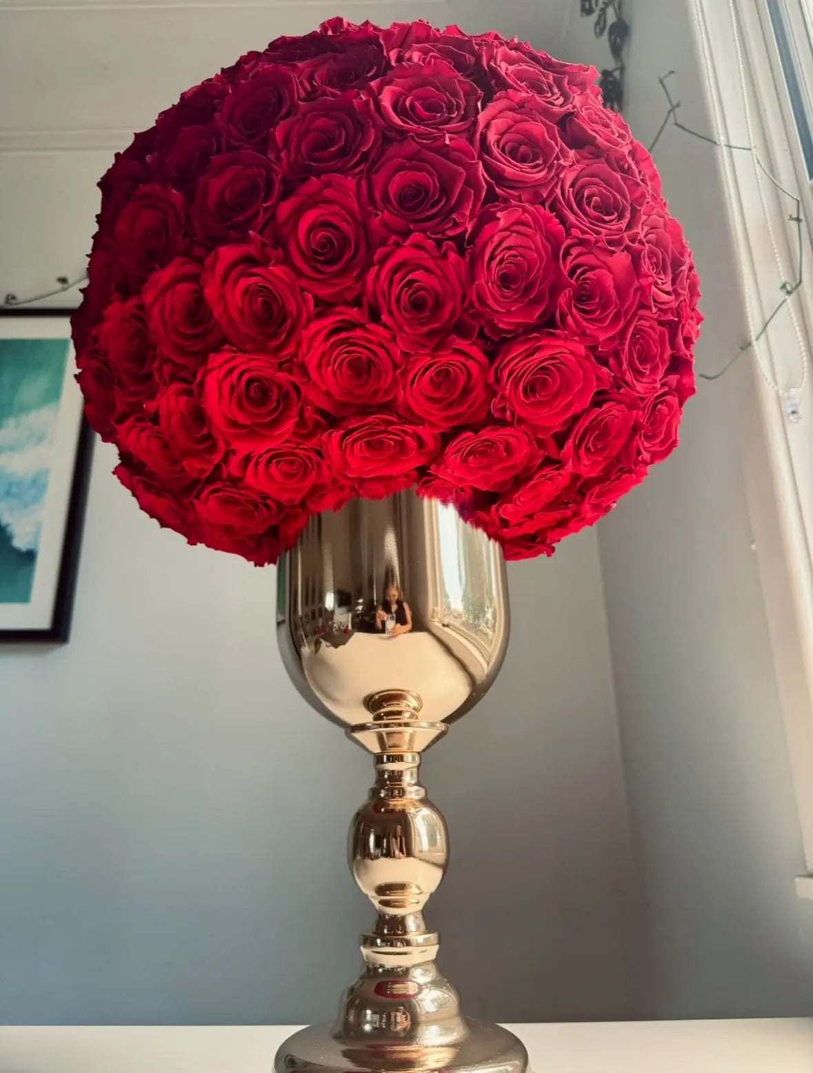 GRAND GESTURE: Gold Chalice Over 150 Everlasting Roses - Sydney delivery only - Fleur Du Luxe