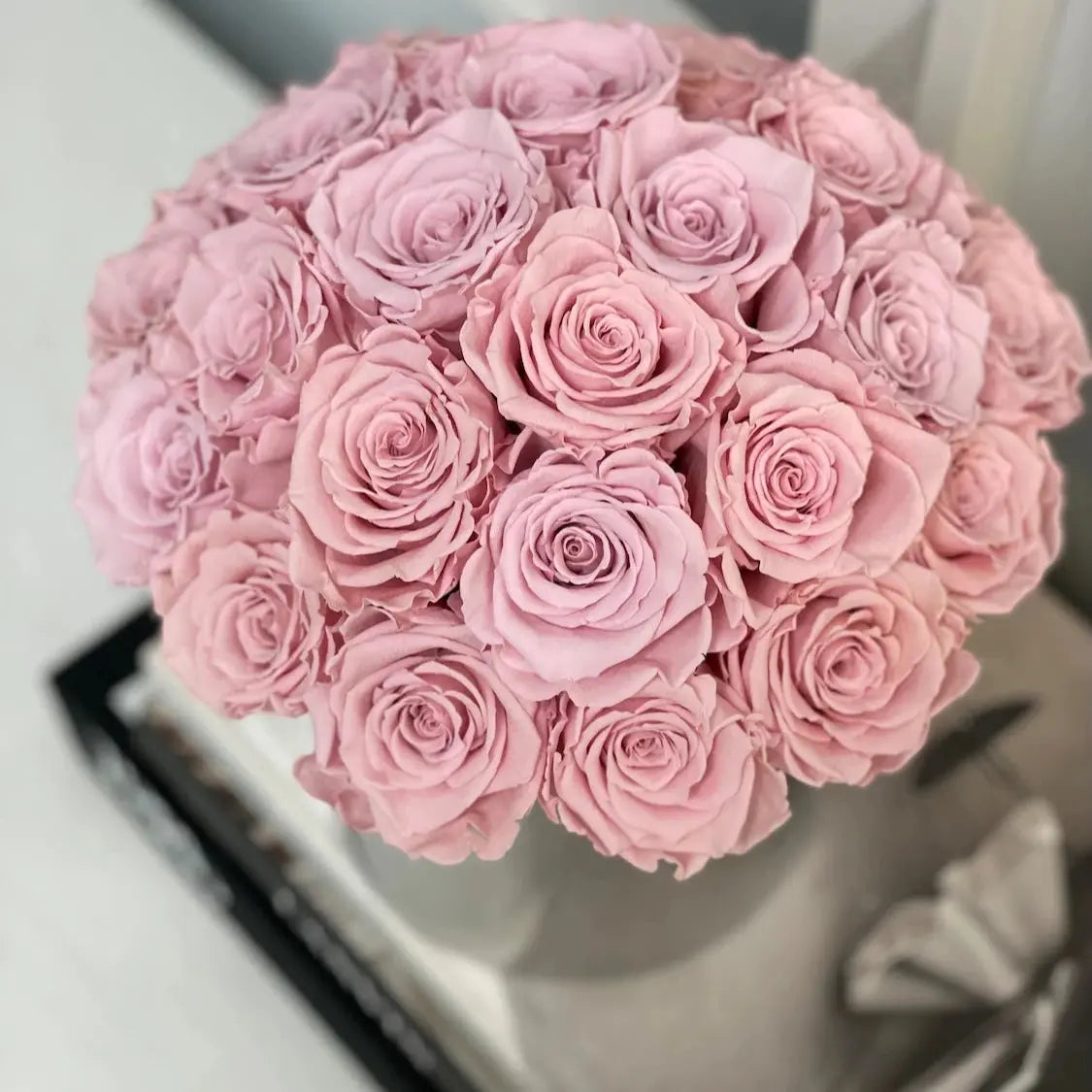 reserved rose bouquet in pale pink for birthday or anniversary gift