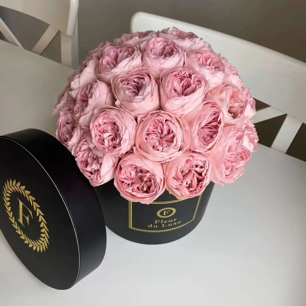 Preserved Pink Peonies in Round Box - Fleur Du Luxe