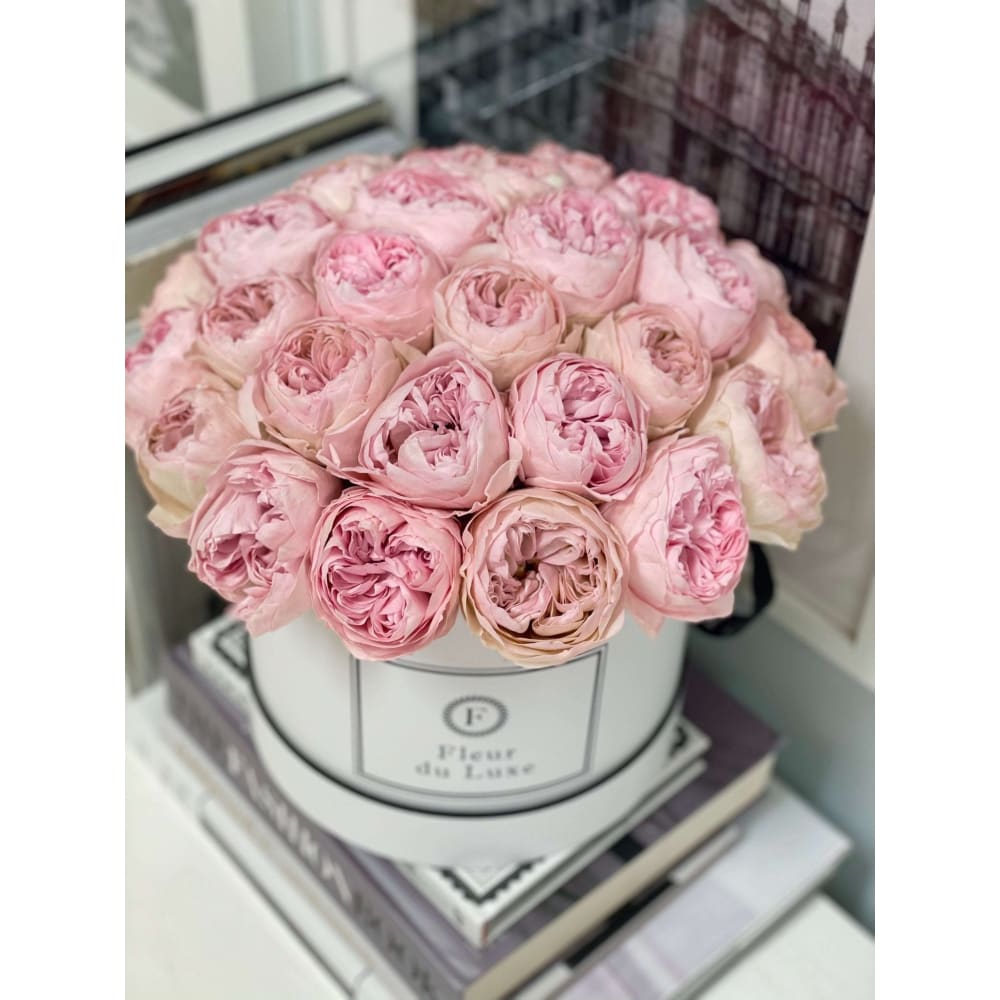 Preserved Pink Peonies in Round Box - Flowers