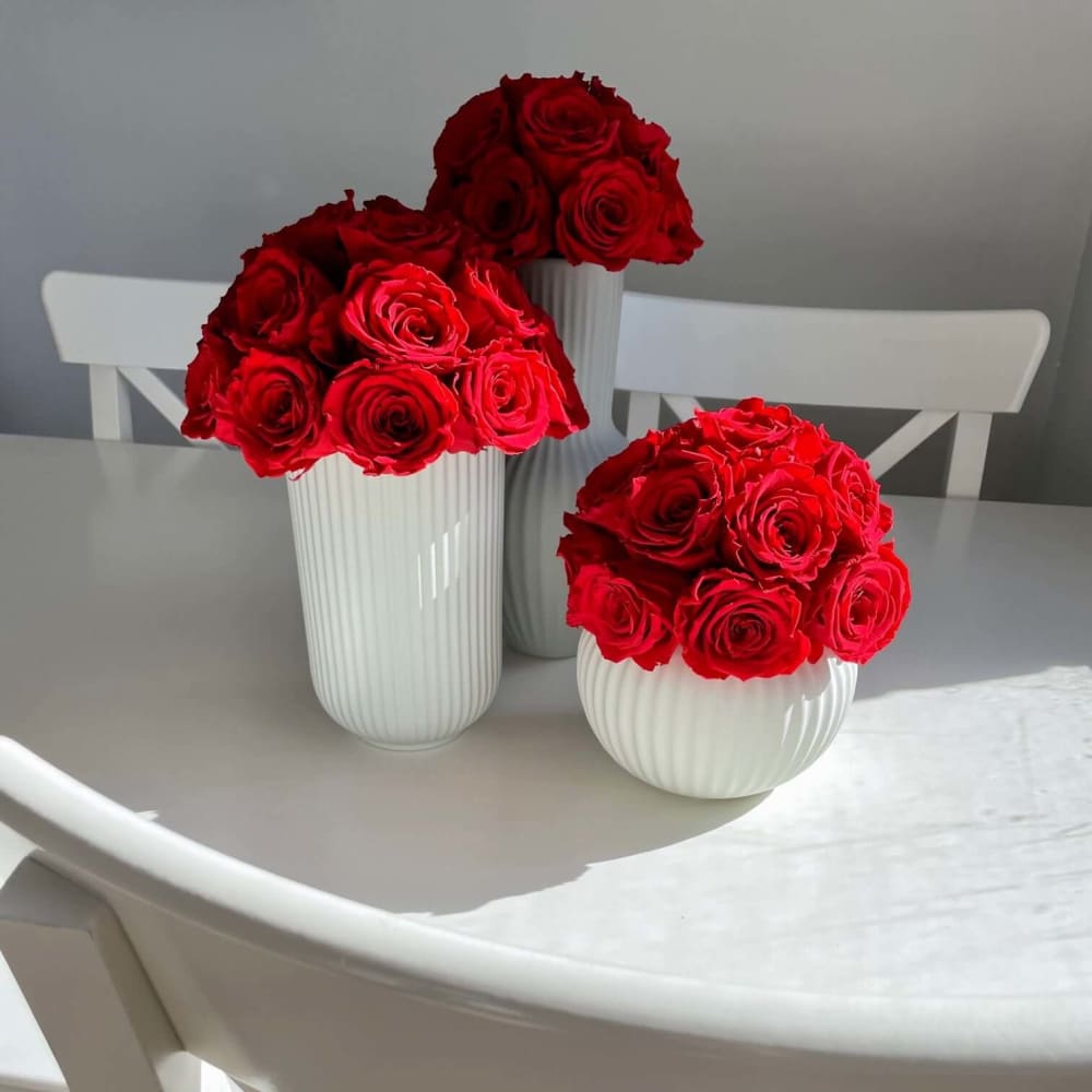 RIBBED POT: Everlasting Roses - BUNDLE 3 POTS - Flowers