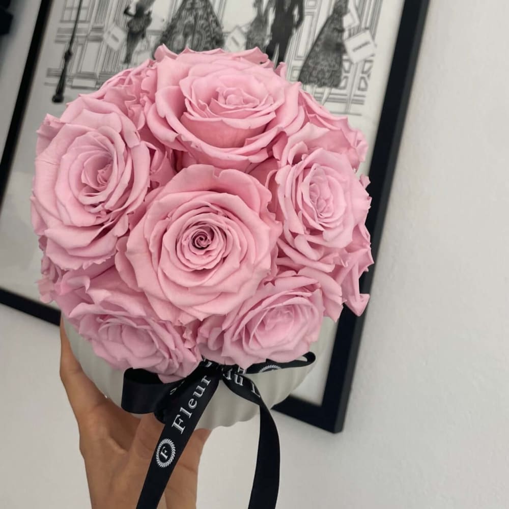 RIBBED POT: Pink Roses - Fleur Du Luxe