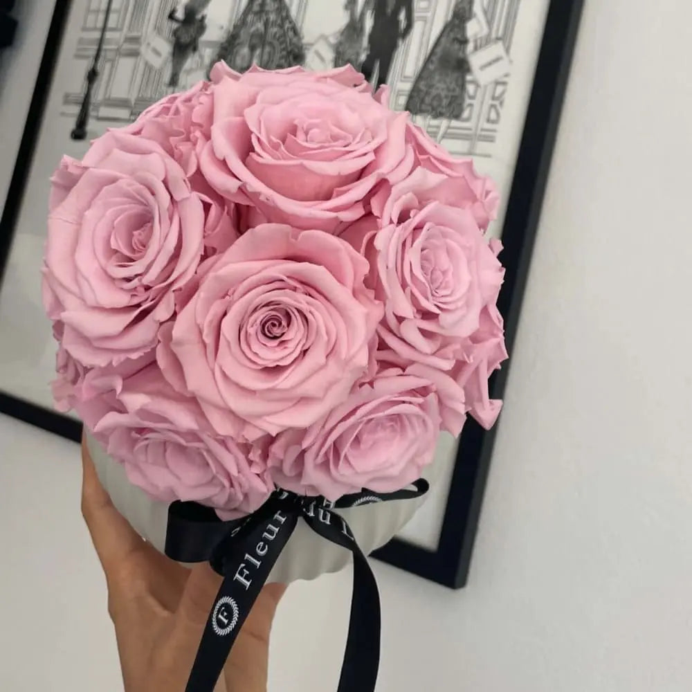 RIBBED POT: Pink Roses - Fleur Du Luxe