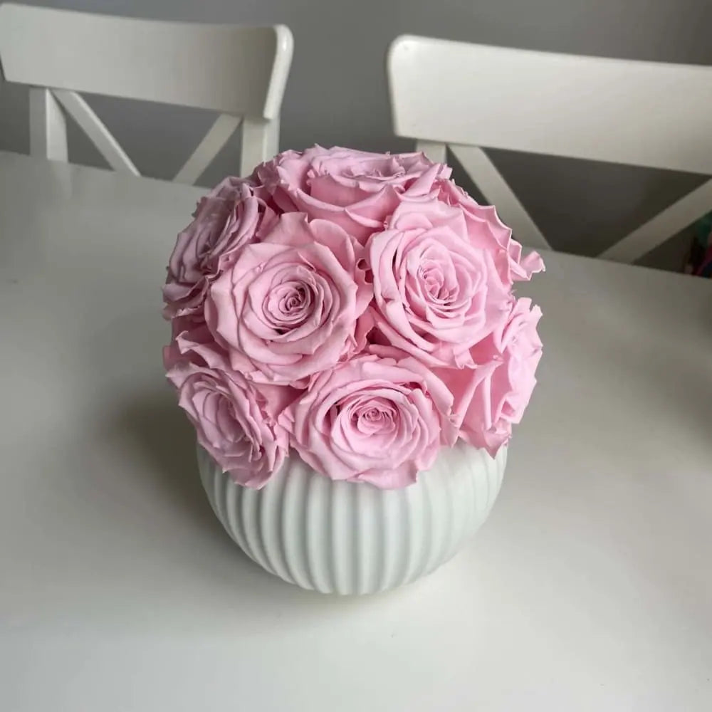 RIBBED POT: Pink Roses - Fleur Du Luxe