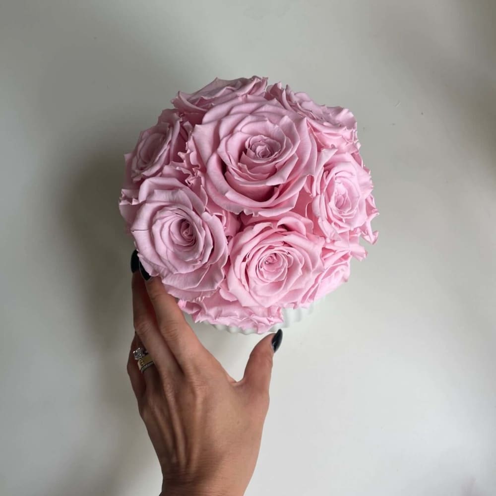 RIBBED POT: Pink Roses - Fleur Du Luxe