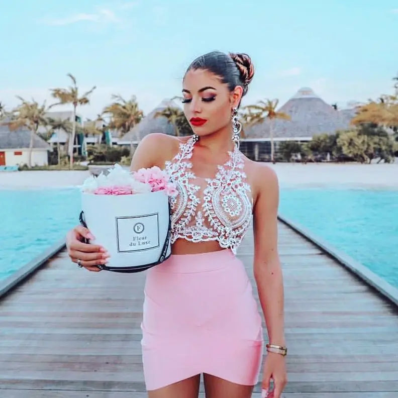 ROUND BOX : Mixed Hydrangea Baby Pink - Fleur Du Luxe