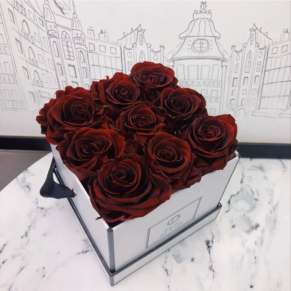 SQUARE BOX: Everlasting White Rose Collection - Fleur Du Luxe
