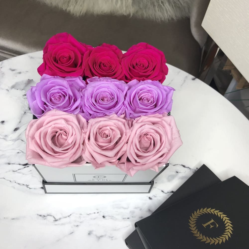 SQUARE BOX: Ombre Blue Hues - Pink Hues / White - Flowers
