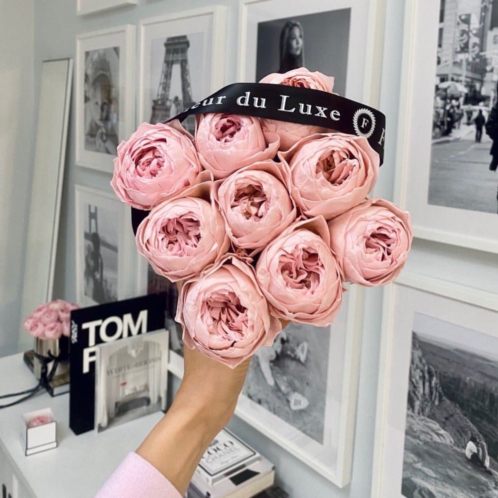SQUARE BOX : Pale Pink Peonies - Fleur Du Luxe