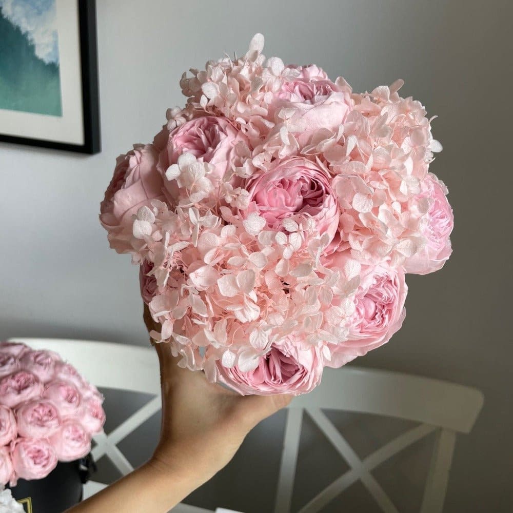 SQUARE BOX: Pink Peonies + Hydrangea - Flowers