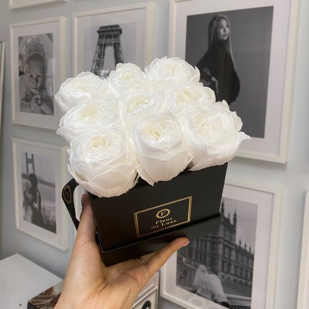 SQUARE BOX: White Peonies - Flowers