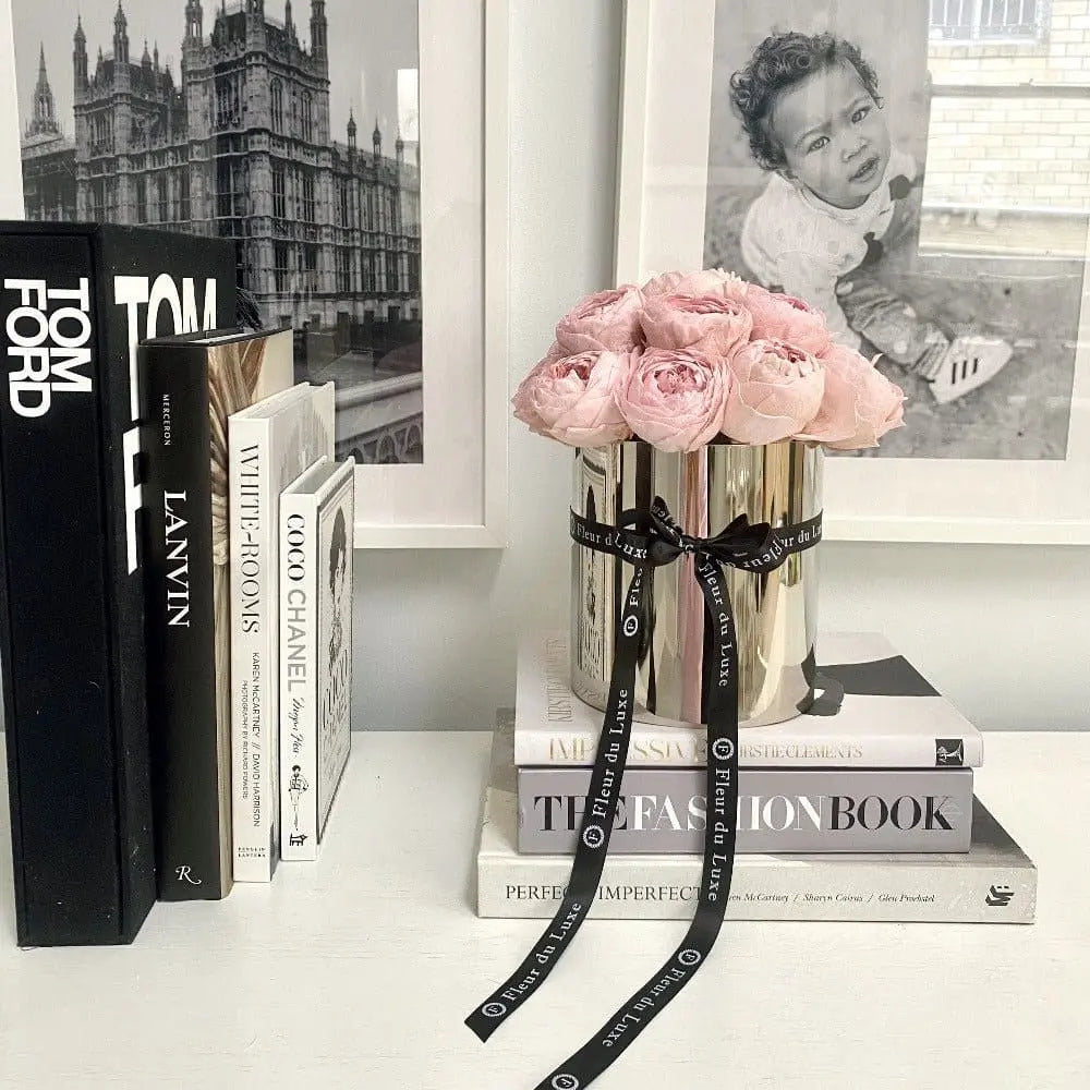 STAINLESS STEEL POT: Pale Pink Peonies - Fleur Du Luxe