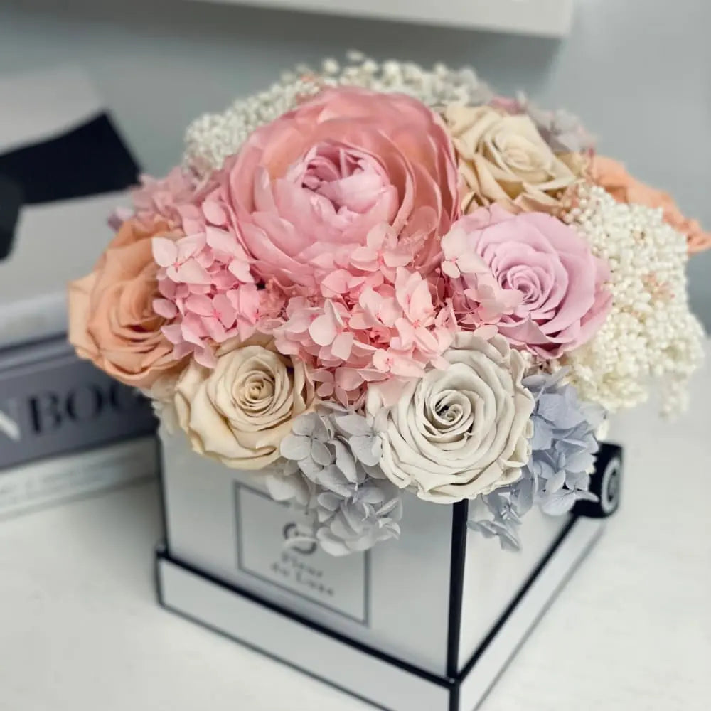Summer Garden Square Box Hydrangea Rose - Fleur Du Luxe