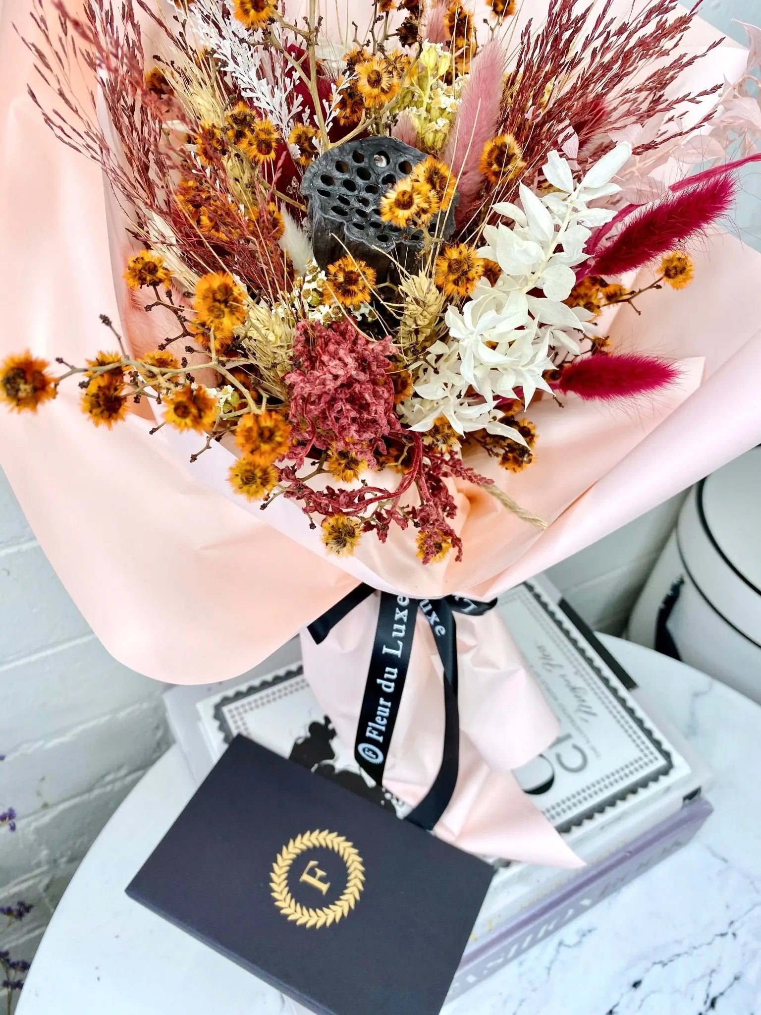 DRIED FLOWERS: Small Bouquet Red Hues - Fleur Du Luxe