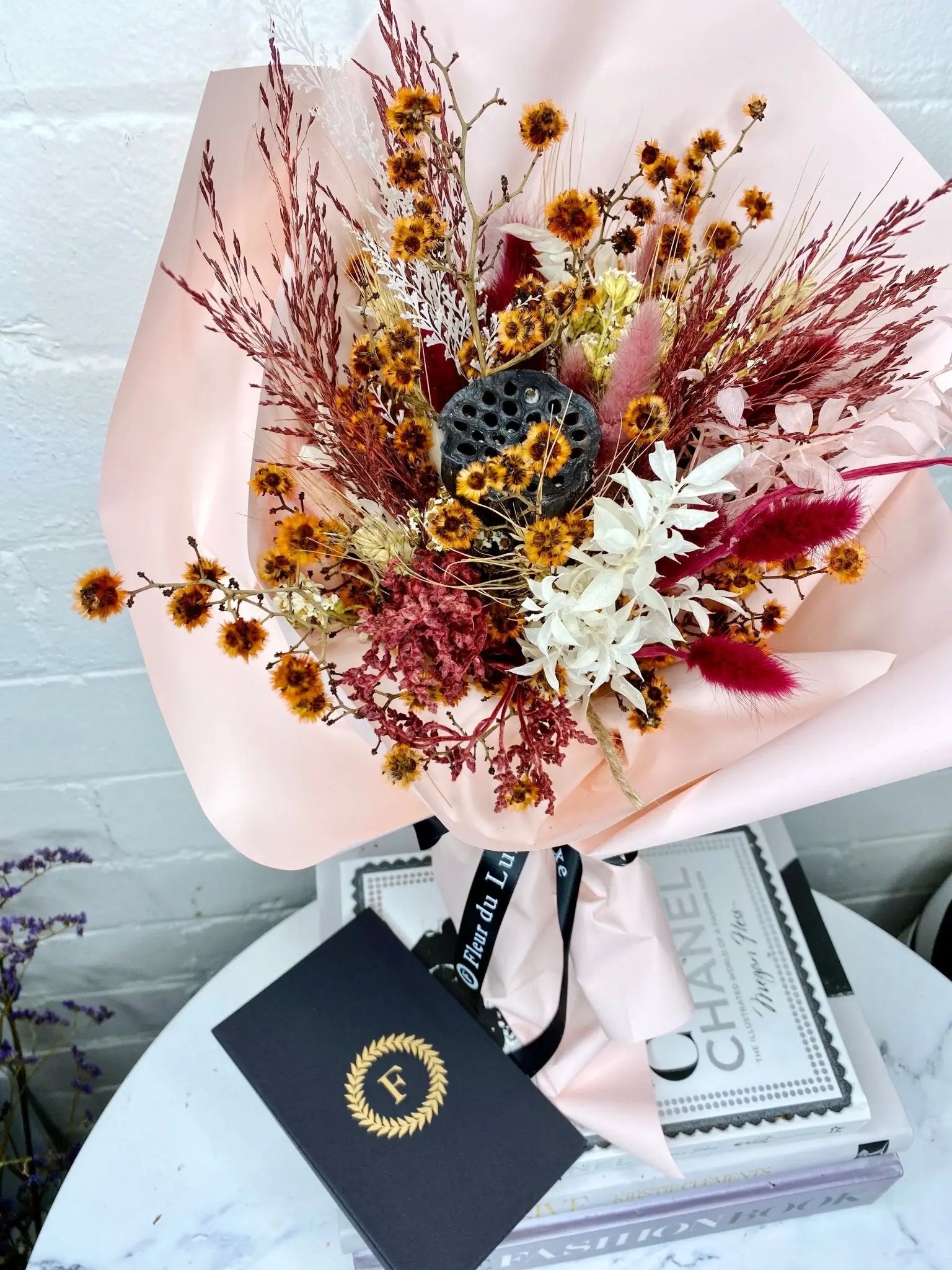 DRIED FLOWERS: Small Bouquet Red Hues - Fleur Du Luxe