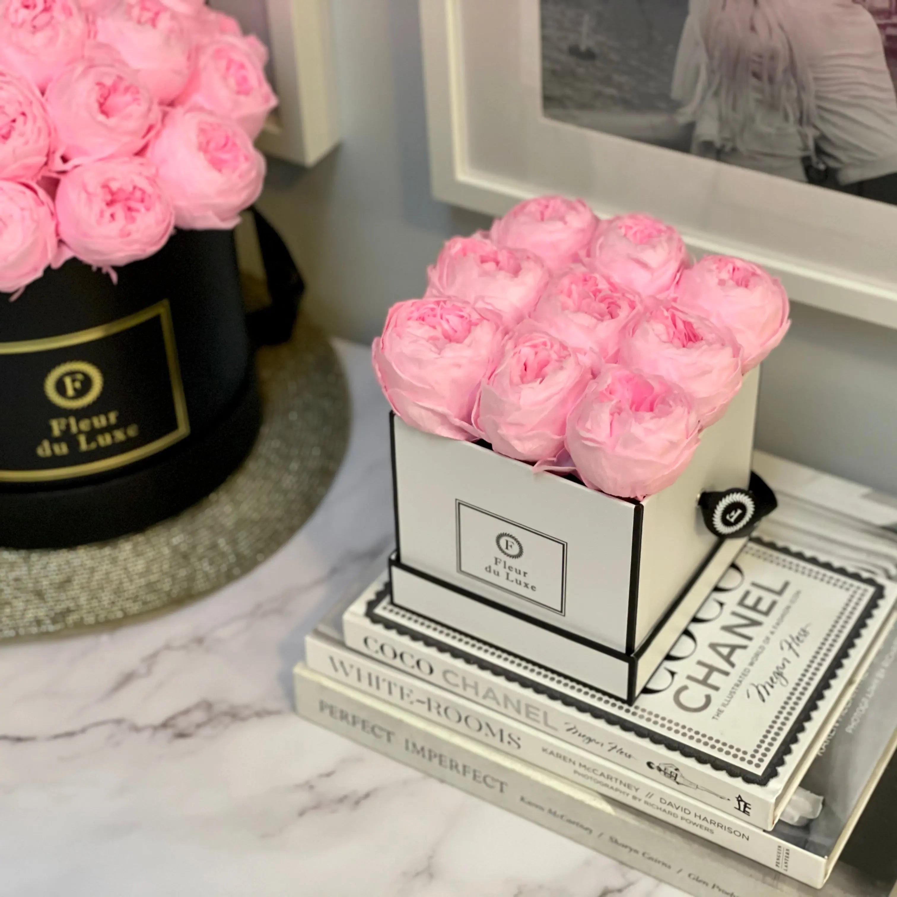 SQUARE BOX : Pink Peonies Fleur Du Luxe