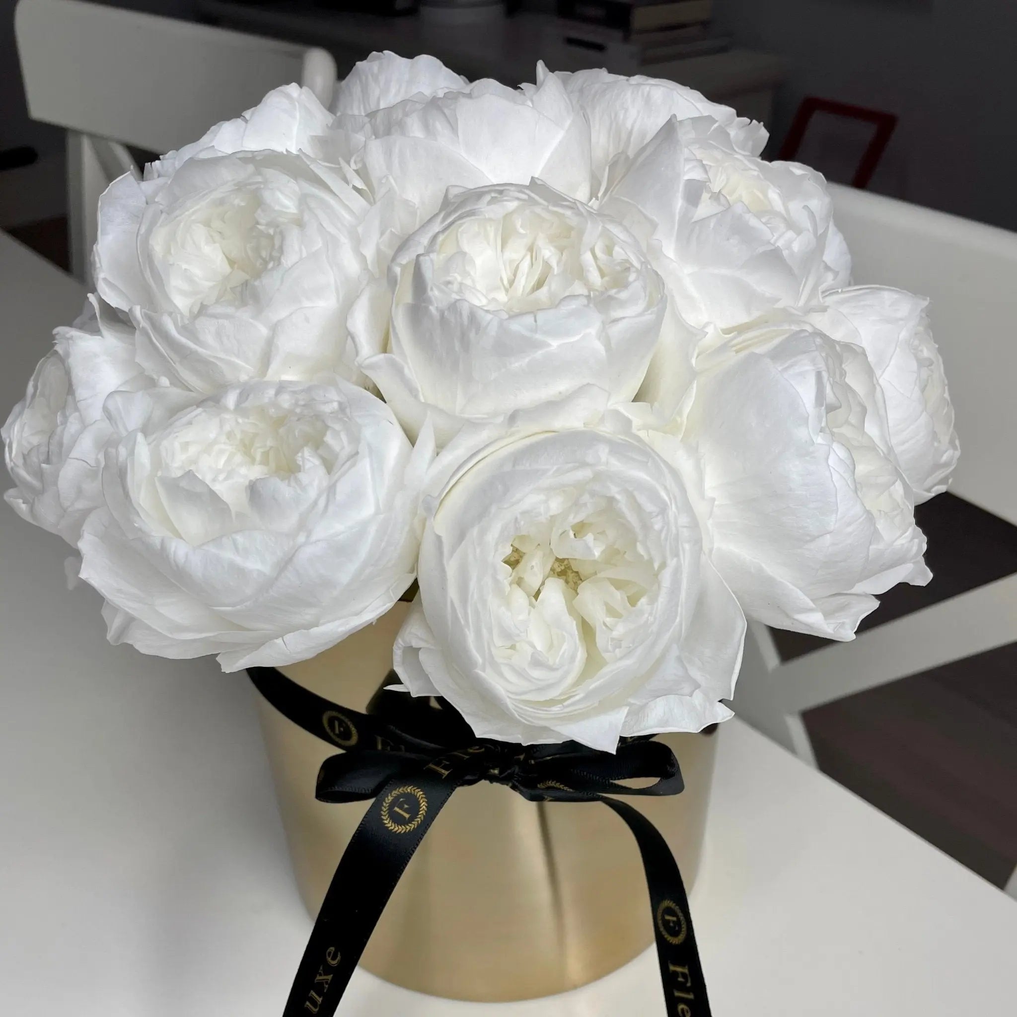 STAINLESS STEEL POT: White Peonies that last 3 years! - Fleur Du Luxe