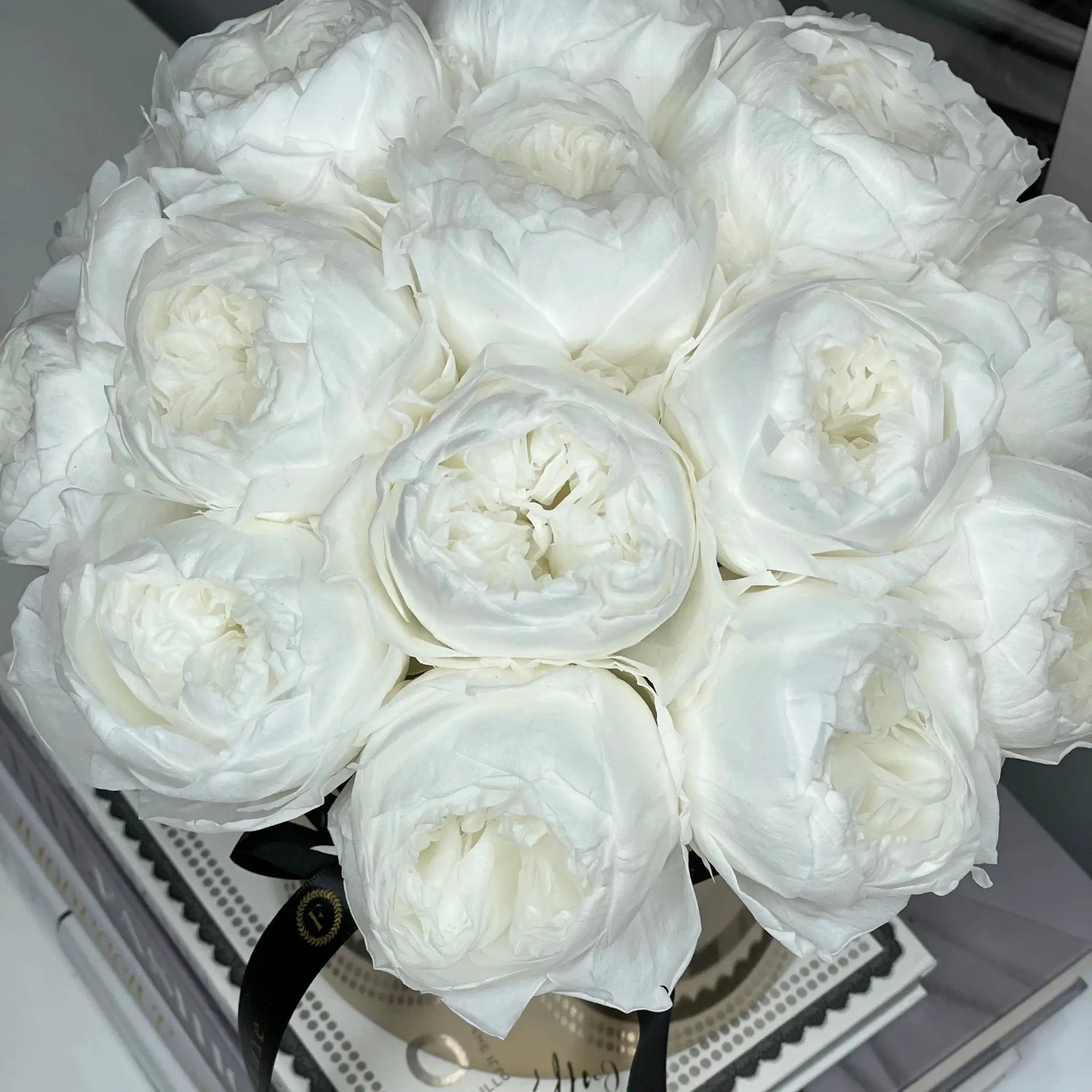 STAINLESS STEEL POT: White Peonies that last 3 years! - Fleur Du Luxe