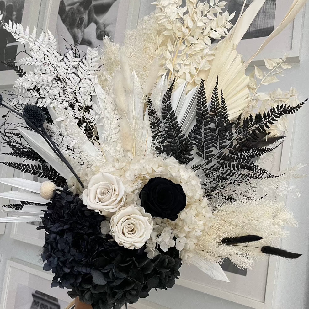 black and white dried flowers 