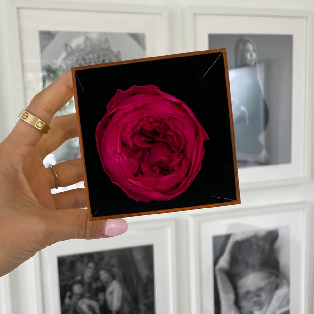 ACRYLIC BOX: Raspberry Pink Peony - Gold - Flowers