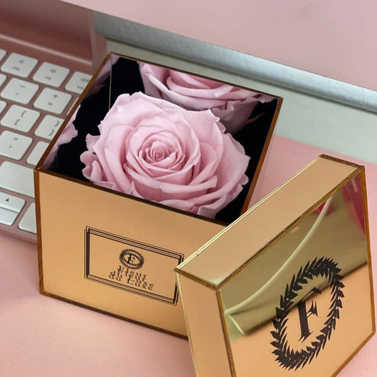 ACRYLIC GOLD BOX: Pink Everlasting Rose - Flowers