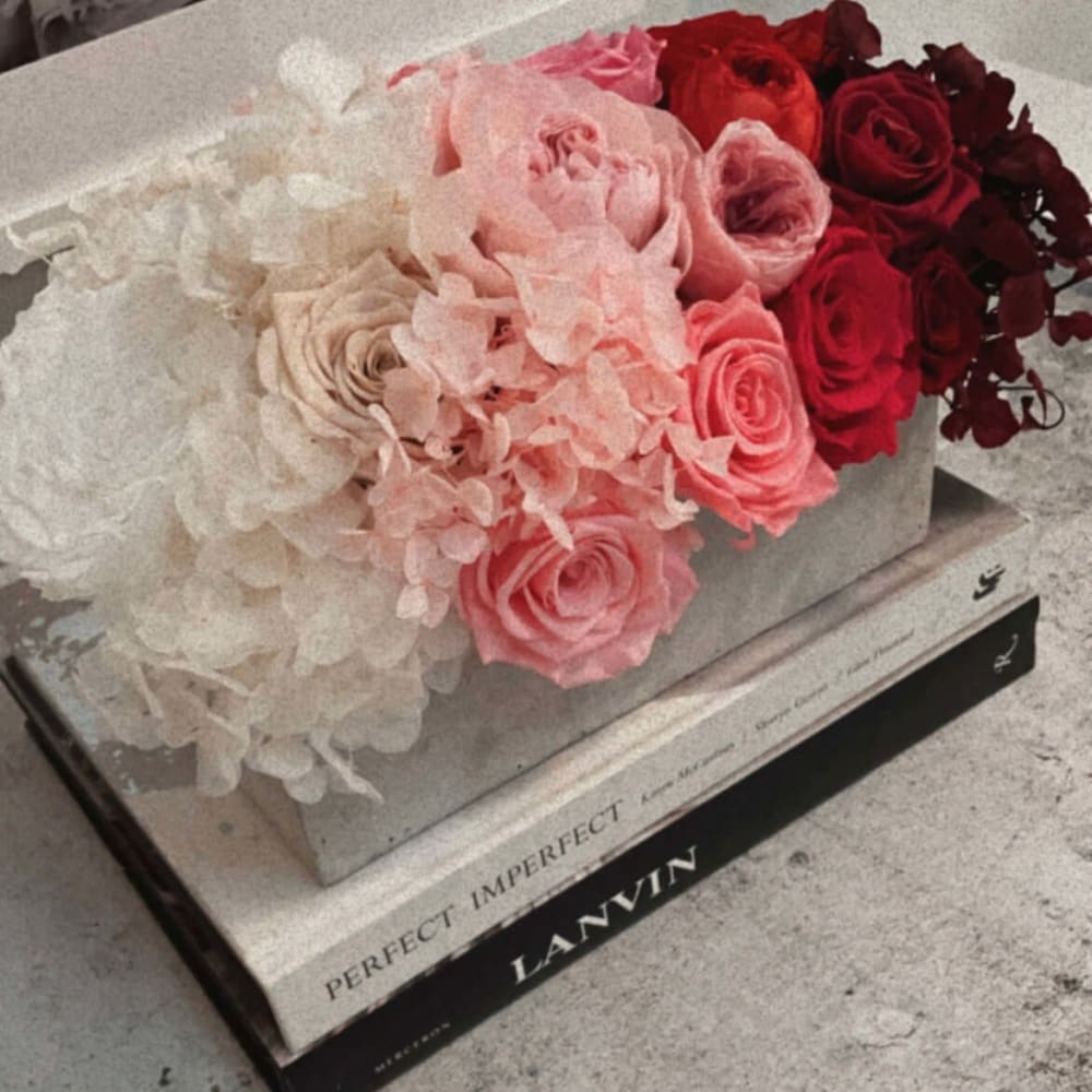 CEMENT POT: Everlasting Ombré Arrangement - Fleur Du Luxe