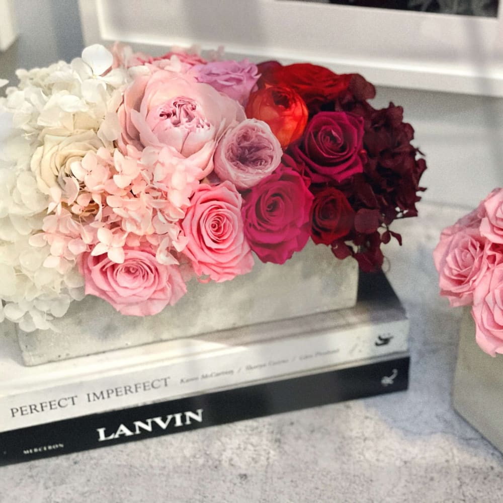 CEMENT POT: Everlasting Ombré Arrangement - Fleur Du Luxe