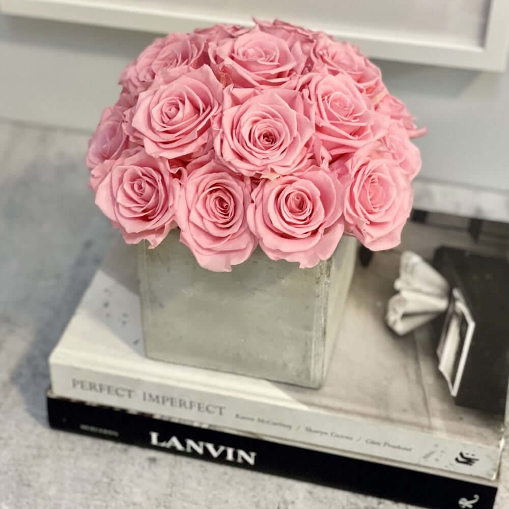CEMENT POT: Everlasting Roses - Fleur Du Luxe