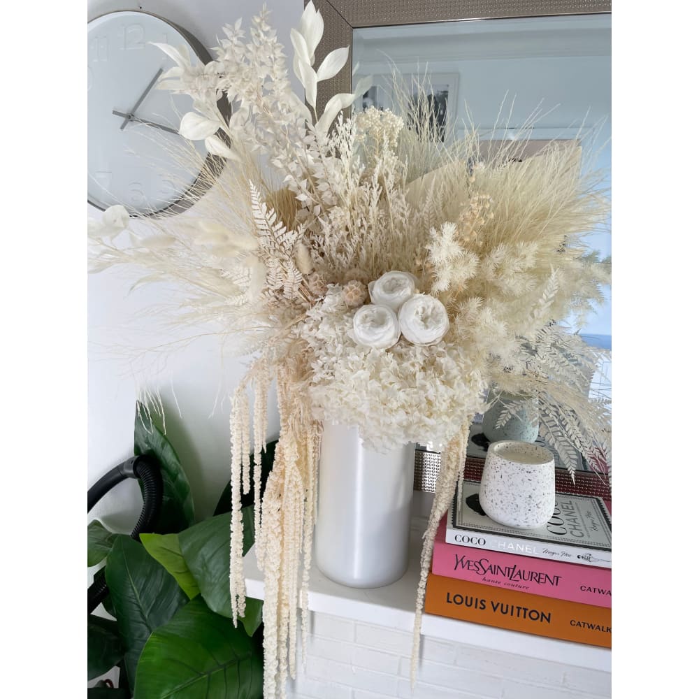 DRIED FLOWERS: Tall Pot White + Neutral - Flowers