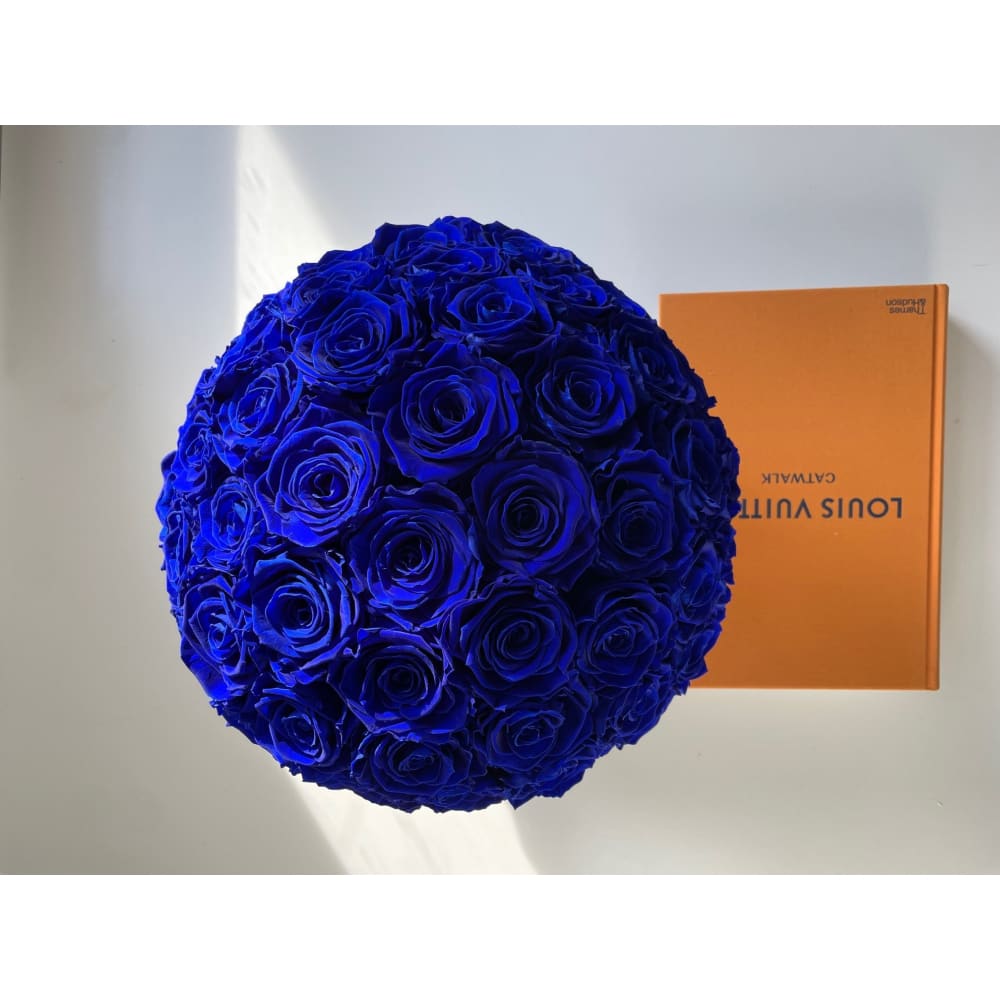 Everlasting Blue Roses in Dome - Blue / Black - Flowers