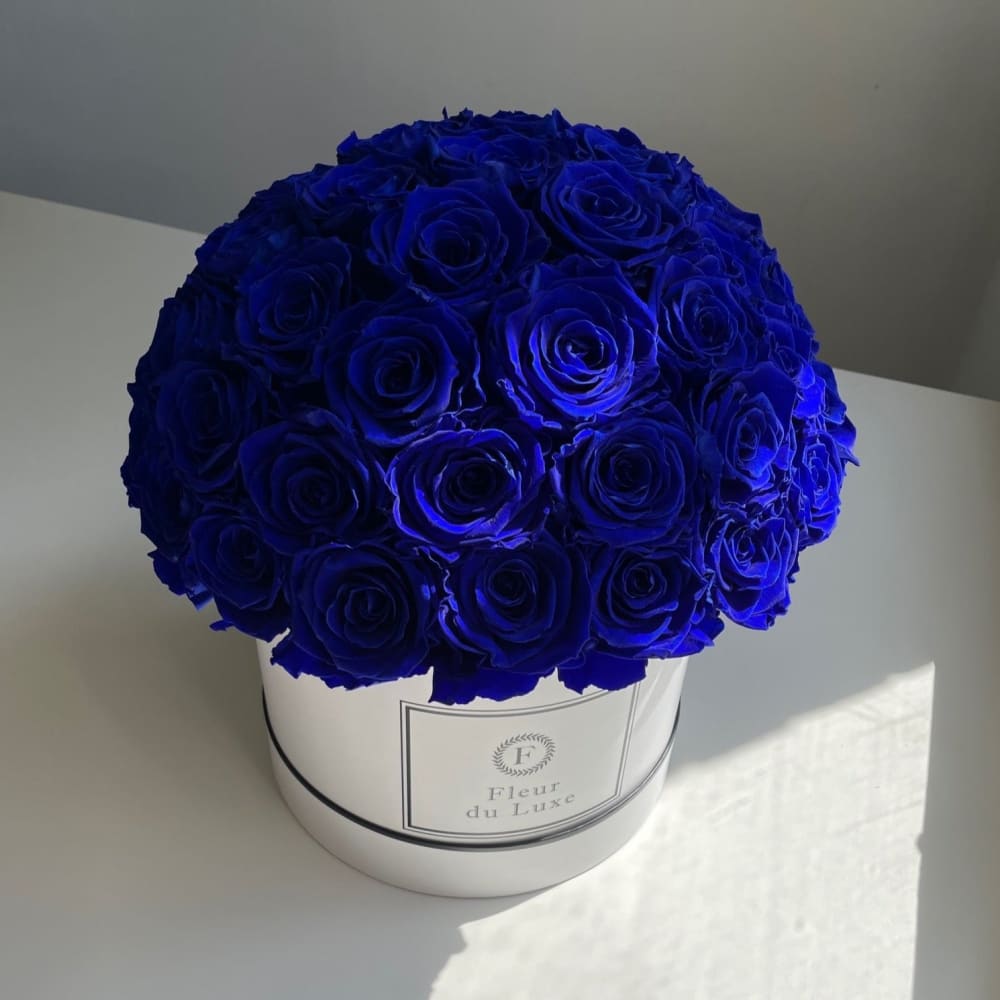 Everlasting Blue Roses in Dome - Flowers