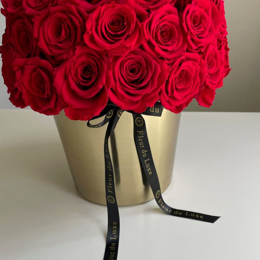 Everlasting Roses in a Dome |Gold Stainless Steel - Fleur Du Luxe