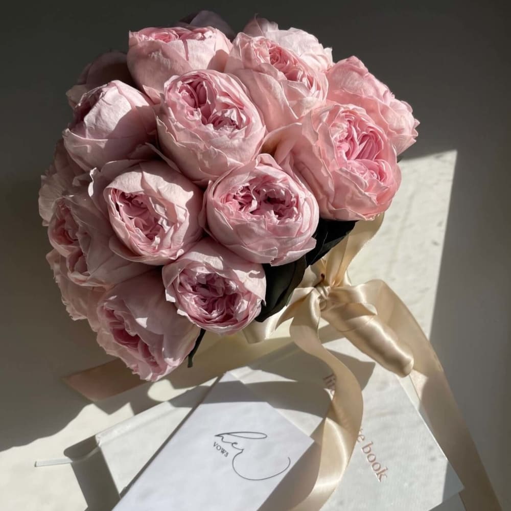 Everlasting Wedding Bouquet: Pale Pink Peonies - Flowers