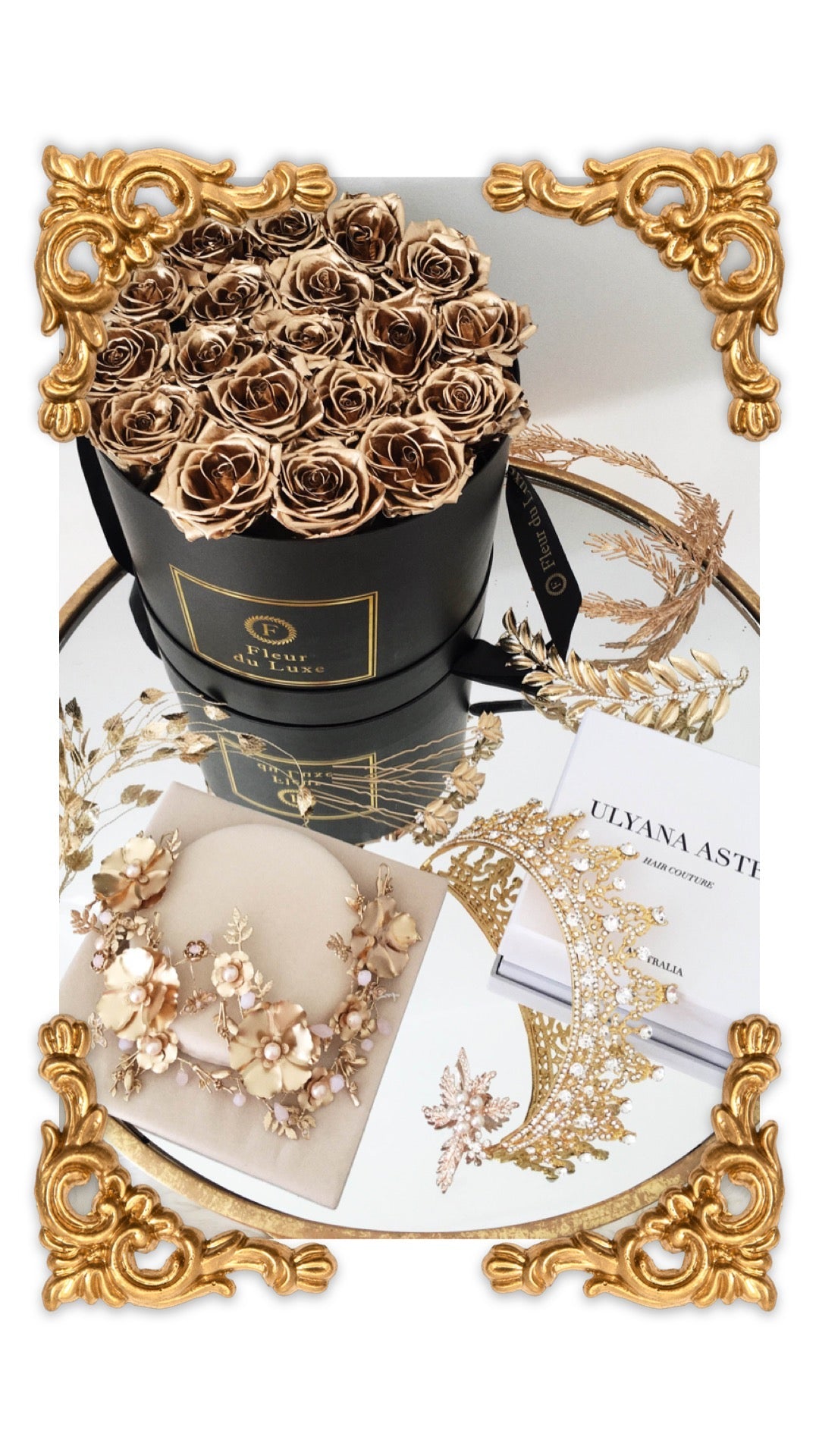 GOLD ROSES - Premium Round Box - Fleur Du Luxe