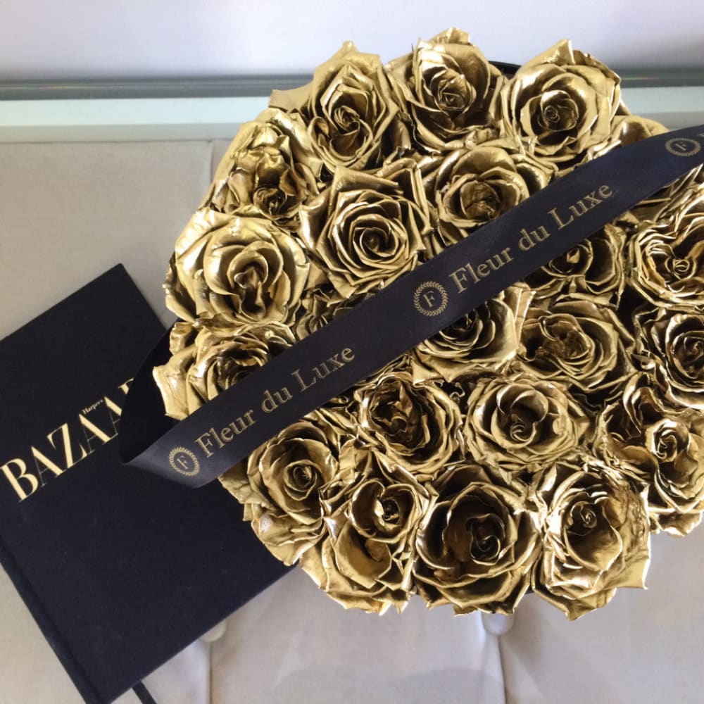 GOLD ROSES - Premium Round Box - Fleur Du Luxe