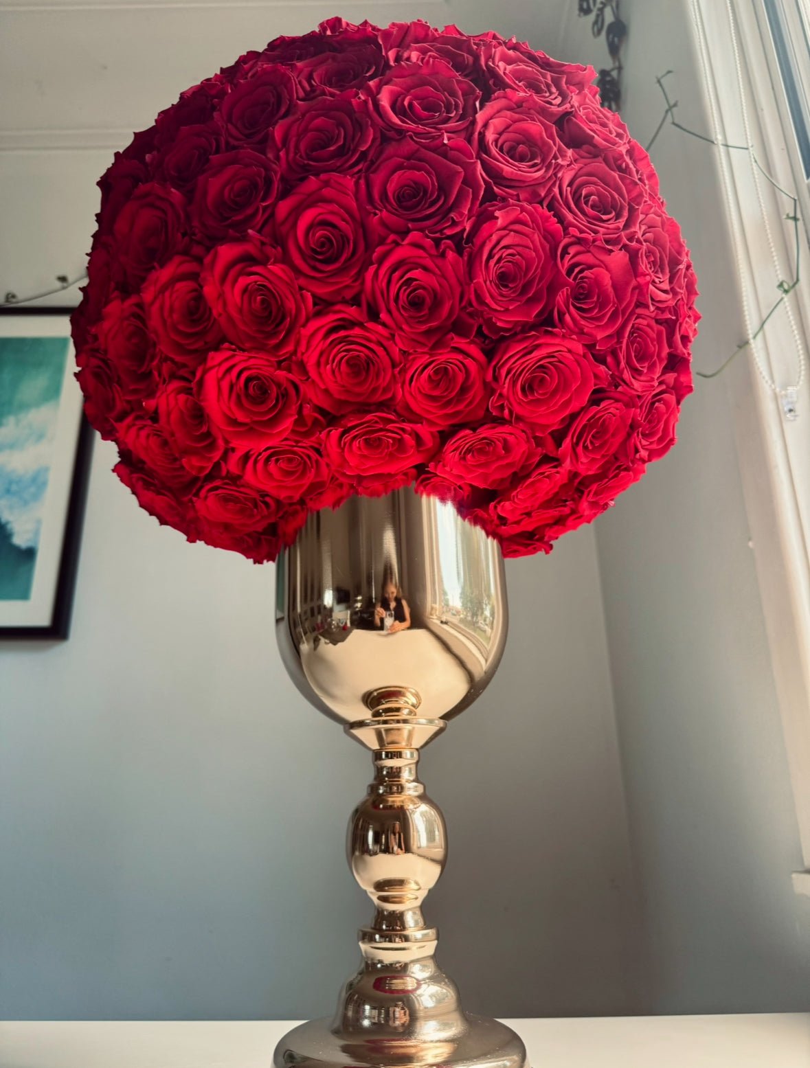 GRAND GESTURE: Gold Chalice Over 150 Everlasting Roses - Sydney delivery only - Fleur Du Luxe