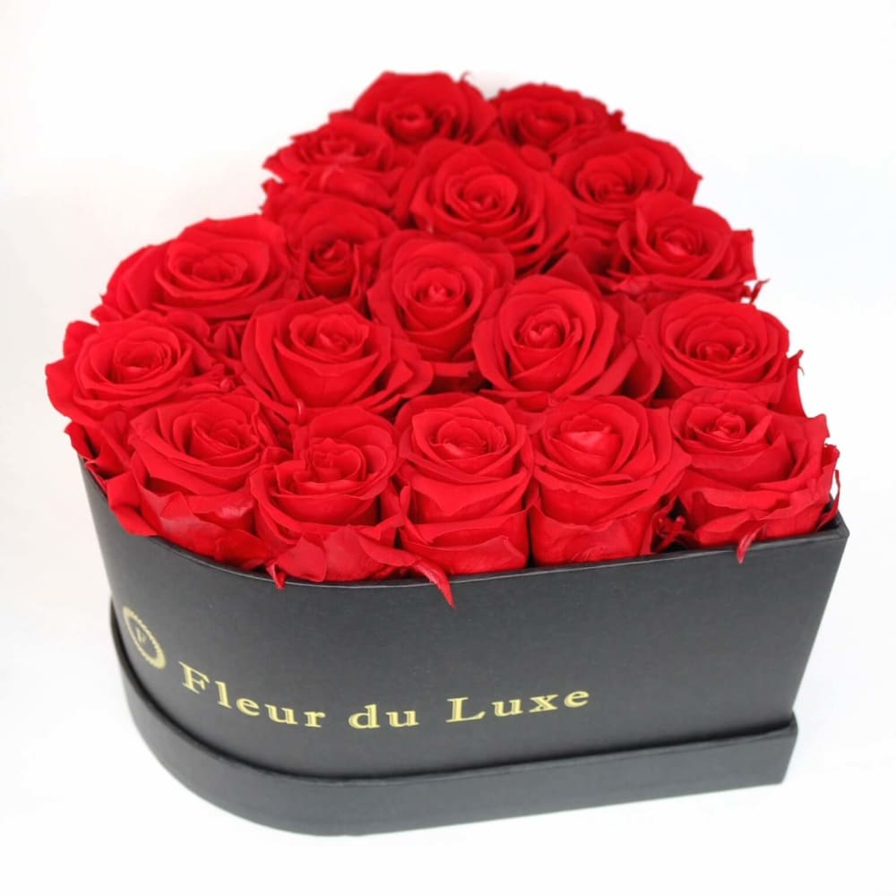 Love Heart Box: Black Velvet Roses - Flowers
