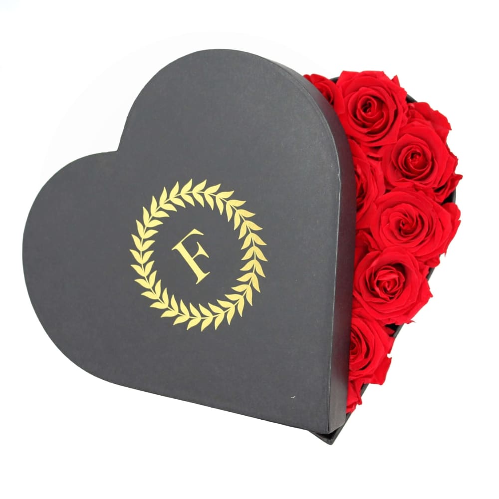 Love Heart Box: Black Velvet Roses - Flowers