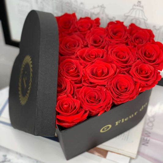 Love Heart Box: Cherry Red Roses - Fleur Du Luxe