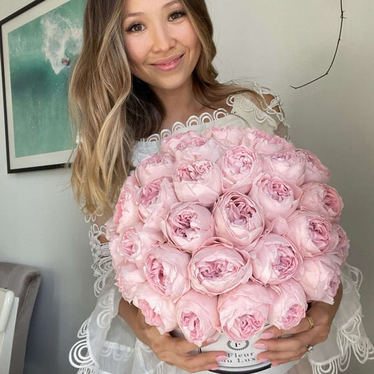 Preserved Pink Peonies in Round Box - Fleur Du Luxe